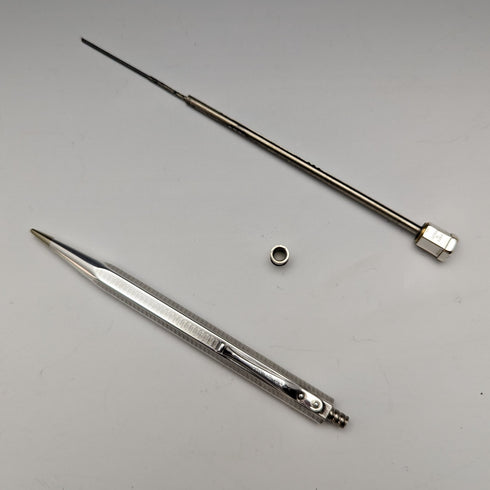 British Vintage Yard O Red Rolled Silver Hexagon Propelled Pencil in Paper Box